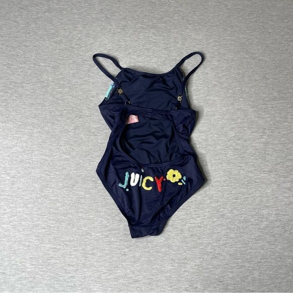 Juicy Couture Girl’s Blue Terry Logo One Piece Swimsuit